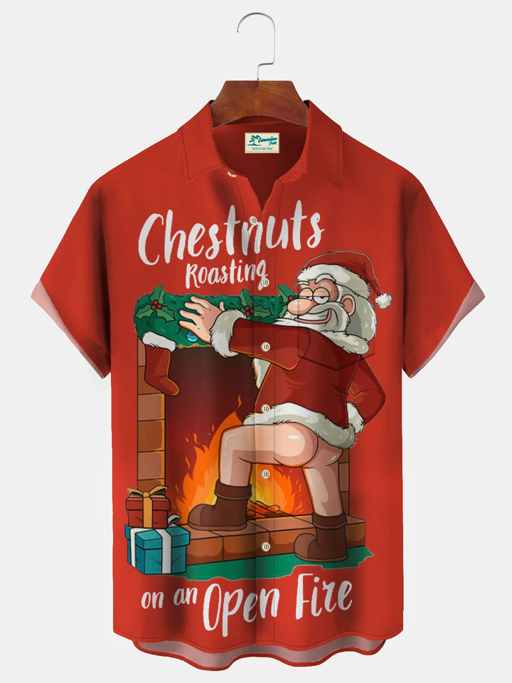 Chemise boutonnée à poche pour homme avec imprimé de Noël Alohadaddy Holiday
