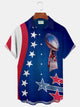 Camisas casuales azules de fútbol Alohadaddy para hombre, camisas con bolsillos de campamento Aloha elásticas con bandera estadounidense, tallas grandes