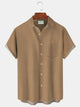 Alohadaddy Basic Textured Print Men's Button Pocket Shirt
