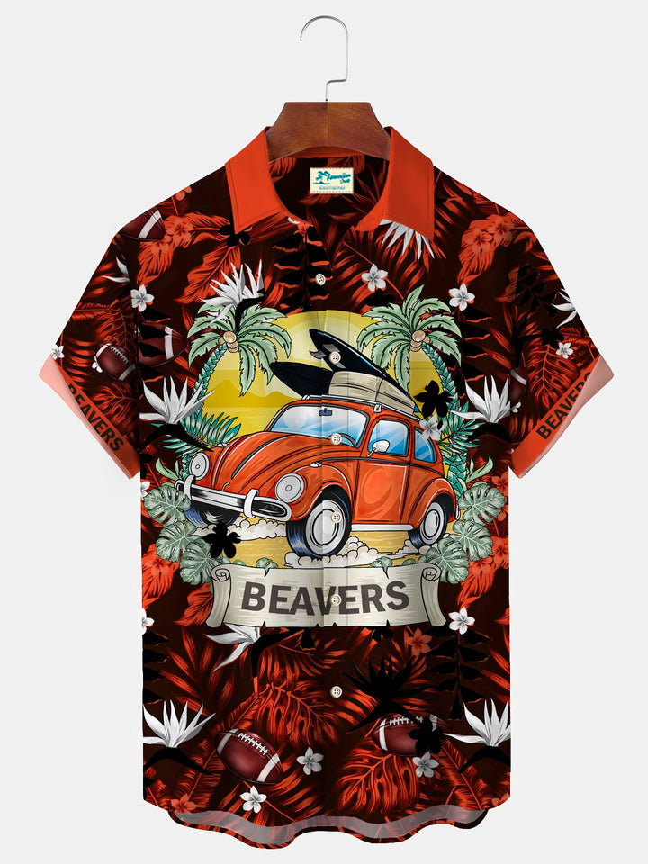 Alohadaddy Coconut Rugby Retro Car Print Men&