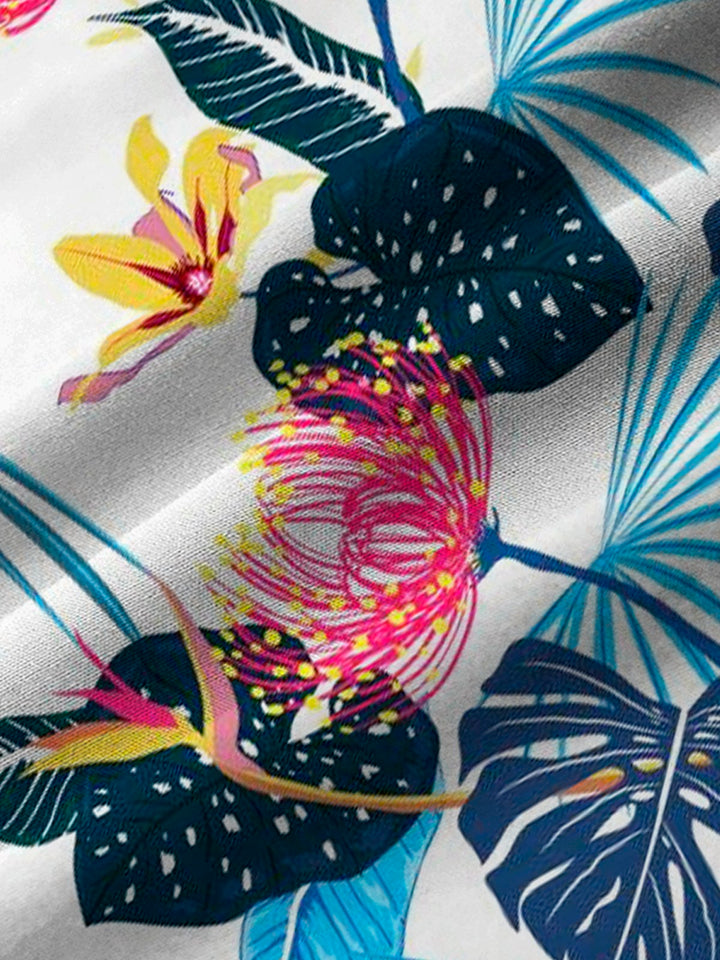 Camisa con bolsillos abotonados para hombre con estampado floral hawaiano Alohadaddy