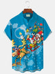 Alohadaddy Christmas Holiday Blue Men's Hawaiian Shirts Santa Elk Stretch Quick Dry Pocket Shirts