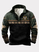 Sudadera con capucha y cordón vintage con estampado de bisonte nativo americano azteca para hombre de Alohadaddy