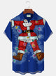 Alohadaddy Christmas Holiday Blue Men's Shirt Santa Claus Retro 50's Cartoon Fun Pocket Camp Shirt Big Tall