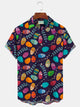 Alohadaddy Easter Egg Print Men's Button Pocket Short Sleeve Shirt