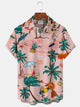 Alohadaddy Hawaiian Surf Botanical Print Men's Button Pocket Shirt
