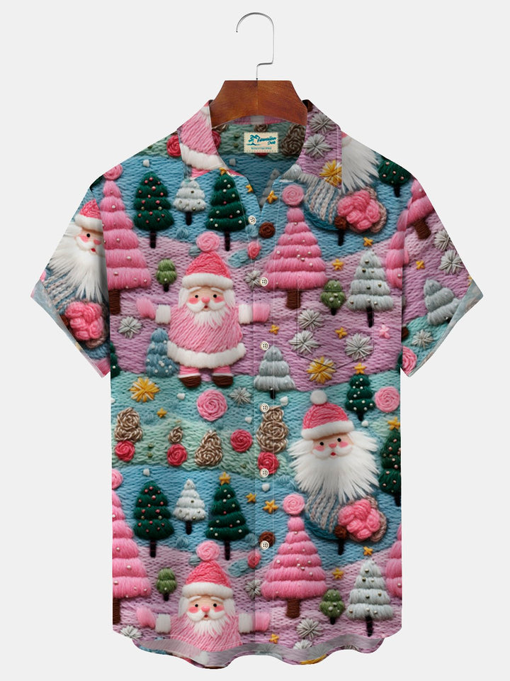 Camisa con bolsillos abotonados para hombre con estampado de gnomos navideños de Alohadaddy
