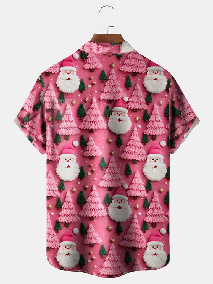 Camisa con bolsillos abotonados para hombre con estampado de gnomos navideños de Alohadaddy