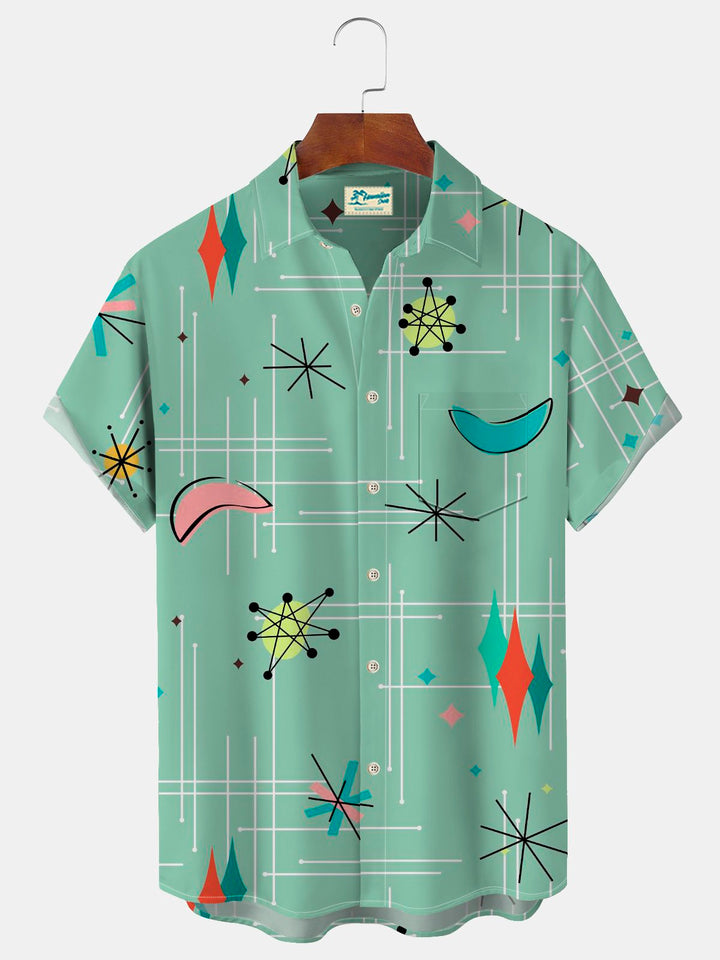 Alohadaddy Vintage Mid-Century Geometric Green Men&