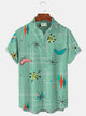 Alohadaddy Vintage Mid-Century Geometric Green Men's Camp Shirt Easy Care Hawaiian Shirts Big Tall