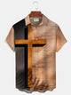 Alohadaddy Easter Holiday Cross Khaki Men's Shirt Easy Care Pocket Festival Shirt Big Tall