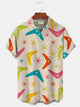 Alohadaddy Vintage Mid-Century Geometric Khaki Men's Shirt Stretch Pocket Camp Shirt Big Tall