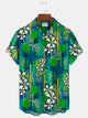 Alohadaddy Beach Holiday Green Men's Floral Hawaiian Shirt Quick Dry Camp Pocket Shirt Big Tall
