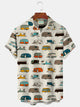 Alohadaddy Vintage Camper Cartoon Khaki Men's Hawaiian Shirts Pocket Camp Shirts Big Tall