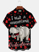 Camisa con bolsillo abotonado para hombre con estampado de hipopótamo y corazón de San Valentín de Alohadaddy