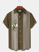 Alohadaddy Retro Geometric Bowling Stripe Print Men's Button Pocket Shirt
