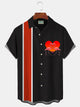 Alohadaddy Valentine's Day Flamingo Retro Bowling Print Men's Button Pocket Shirt