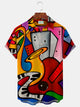 Alohadaddy Vintage Musical Instrument Art Print Men's Button Pocket Shirt
