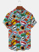 Alohadaddy Hawaiian Letter Explosion Print Men's Button Pocket Shirt