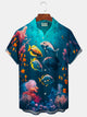 Alohadaddy Marine Life Fish Print Men's Button Pocket Shirt