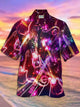 Alohadaddy Music Festival Holiday Purple Men's Hawaiian Shirt Guitar Neon Art Quick Dry Pocket Camp Shirt Big Tall