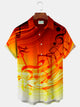Alohadaddy Holiday Musical Orange Men's Shirts Music Note Art Stretch Easy Care Pocket Camp Shirt Big Tall
