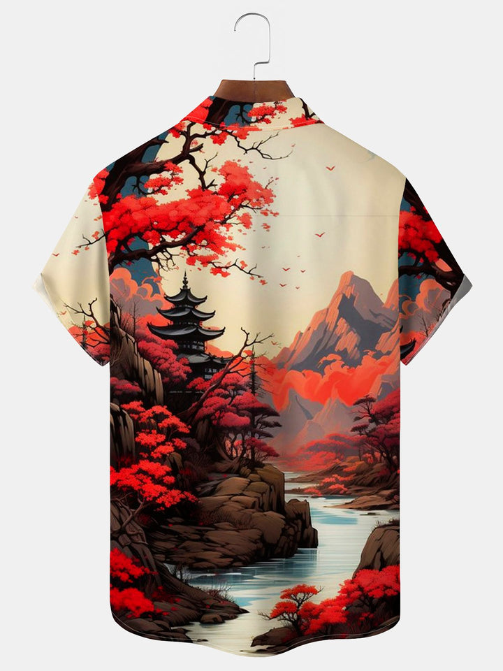 Alohadaddy Retro Japanese Plum Blossom Print Men&