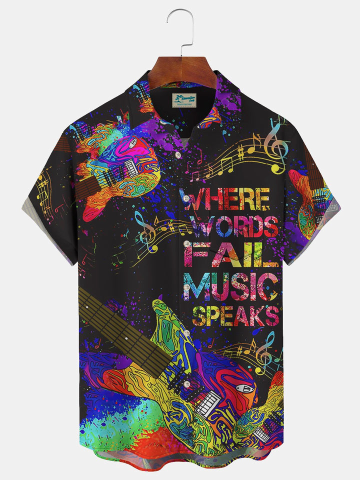 Alohadaddy Vintage Music Instrument Notes Printed Men&
