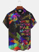 Alohadaddy Vintage Music Instrument Notes Printed Men's Button Pocket Shirt