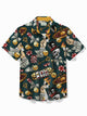 Alohadaddy Men's Hawaiian Shirt Las Vegas Poker Skull Pocket Camping Shirt