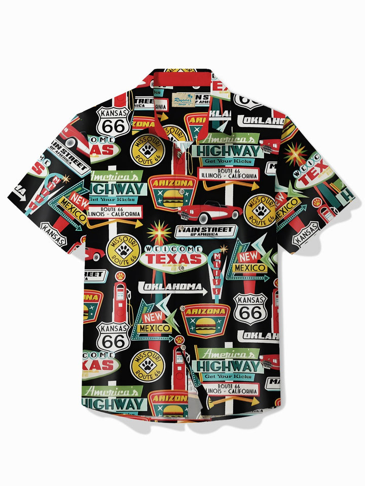 Chemise hawaïenne pour homme Alohadaddy Beach Holiday Chemise de camping à poche Car Route 66