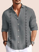 Camisa de manga larga con bolsillos abotonados para hombre con estampado texturizado geométrico retro Alohadaddy