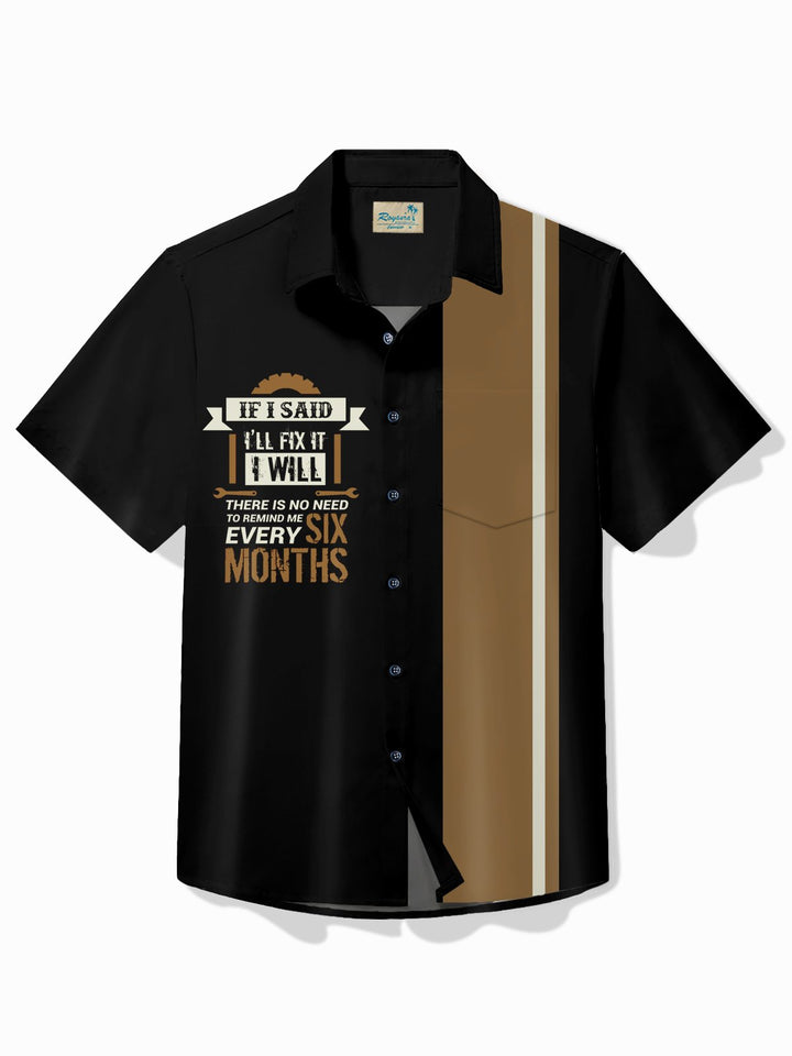 Camisa hawaiana retro de bolos Alohadaddy para hombre, camisa de camping con bolsillo y estampado de letras