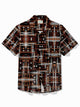 Alohadaddy Retro Men's Hawaiian Shirt Striped Polka Dot Print Stretch Camp Pocket Shirt Big Tall