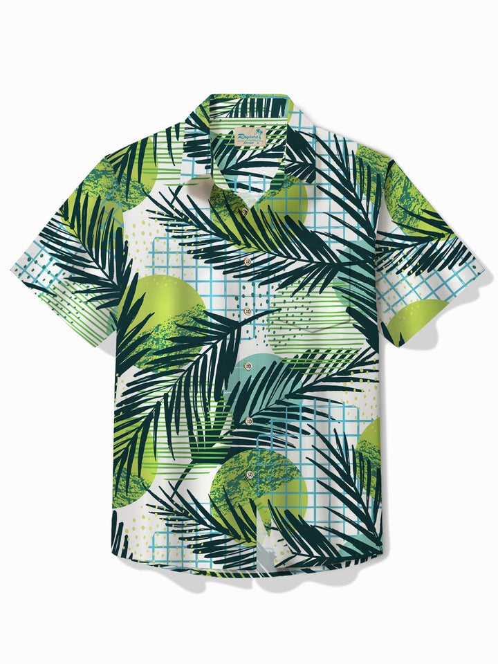 Alohadaddy Hawaiian Shirt Botanical Geometric Print Men&