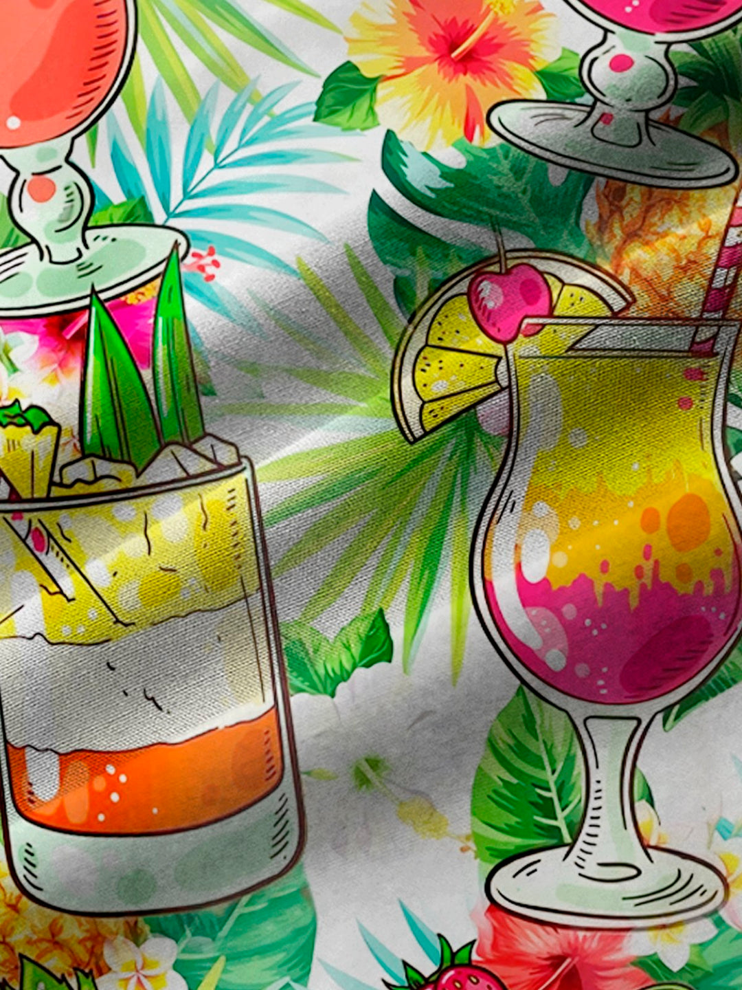 Chemise hawaïenne surdimensionnée à imprimé feuilles de plantes hawaïennes Alohadaddy avec poche poitrine et imprimé cocktail