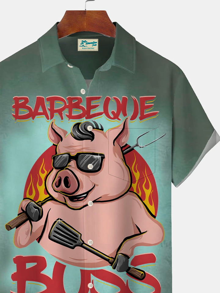 Alohadaddy Gradient Pig BBQ Print Men&