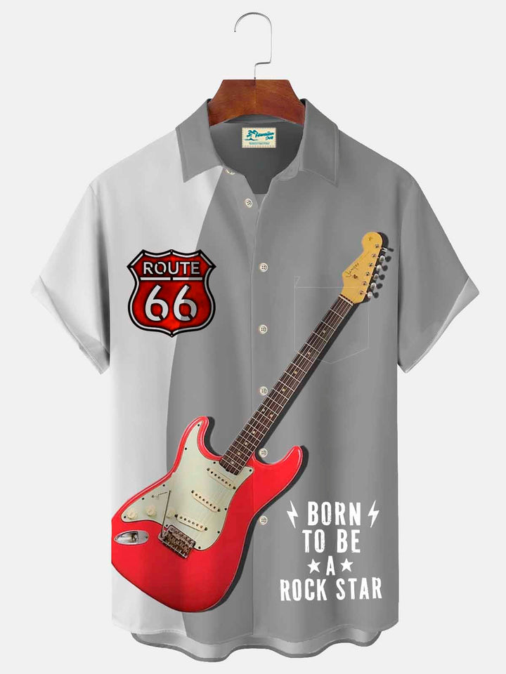 Alohadaddy Bass Guitar Route 66 Print Men&