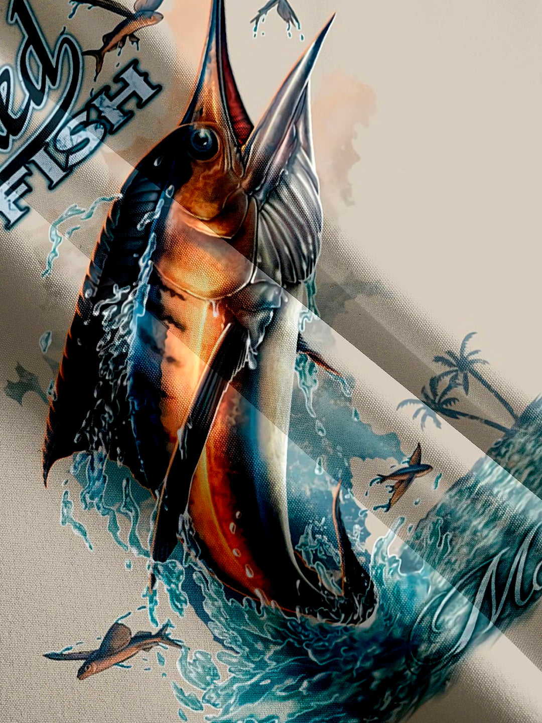 Camisa con botones y bolsillo para hombre con estampado de pez espada y pez vela hawaiano Alohadaddy