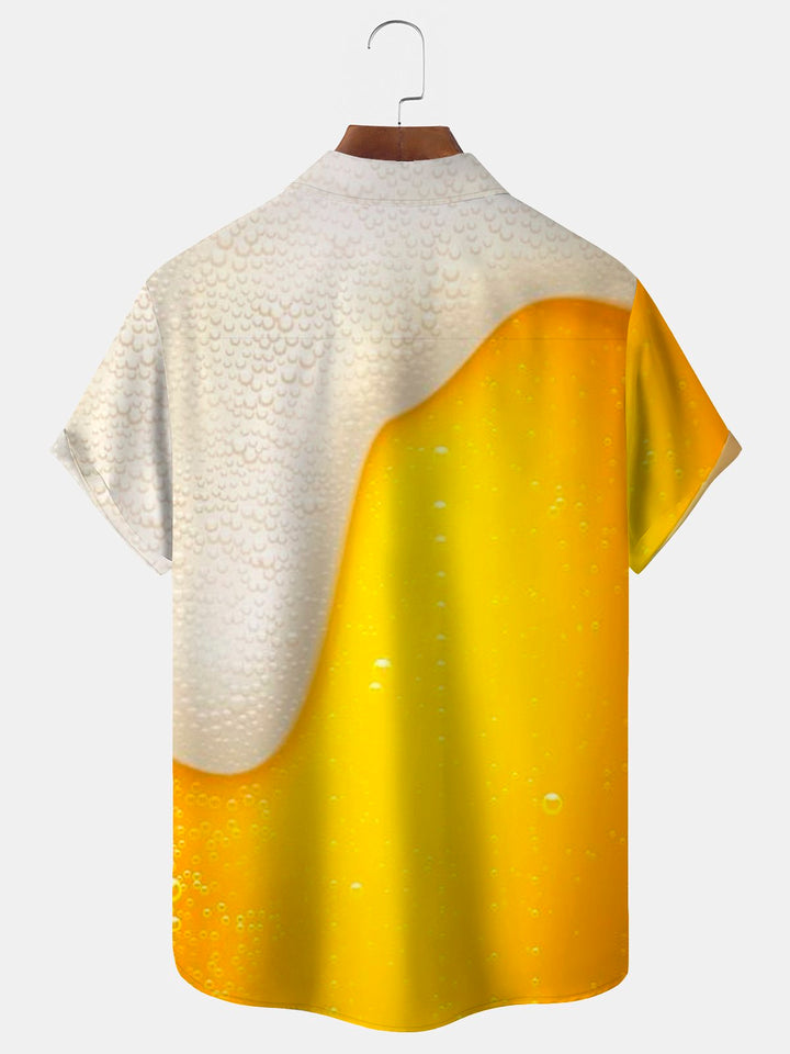 Camisa hawaiana de manga corta extragrande con bolsillos y estampado de cerveza Alohadaddy para hombre