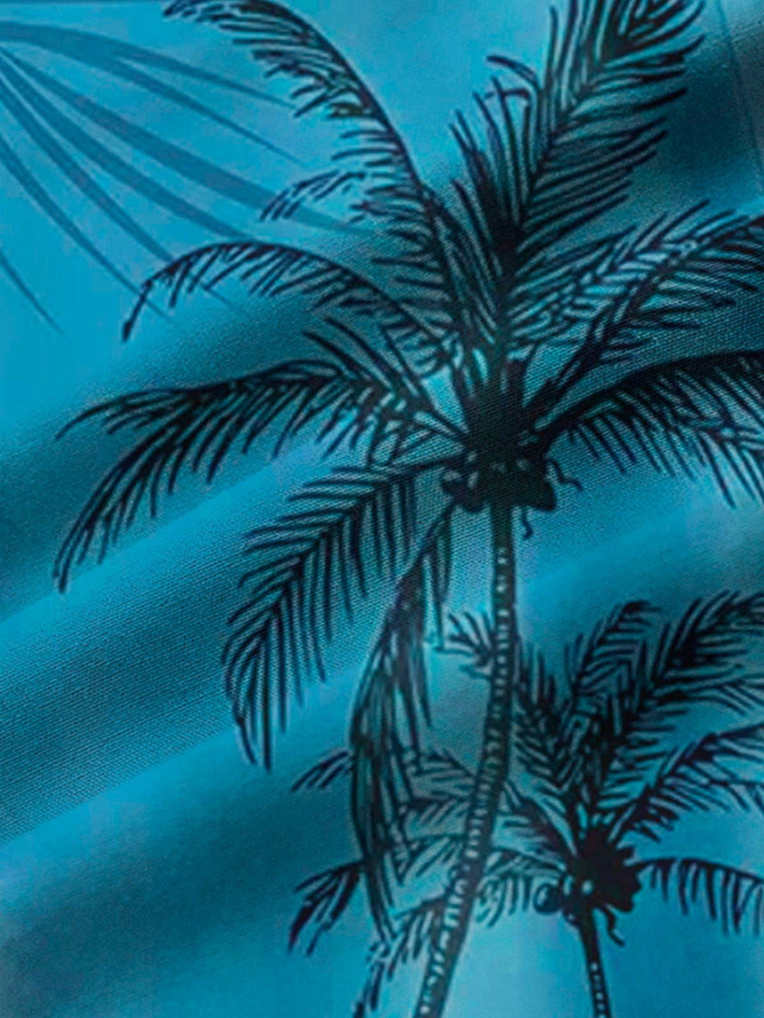 Camisa hawaiana de algodón con bolsillos abotonados y diseño de árbol de coco azul helado para hombre de Alohadaddy