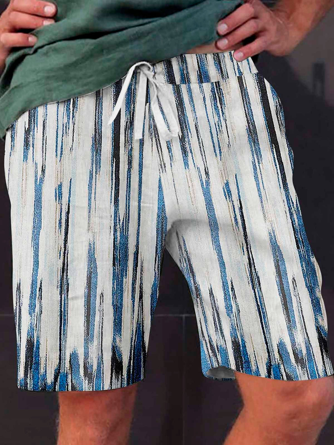 Pantalones cortos transpirables casuales para hombre con degradado retro de algodón y lino Alohadaddy