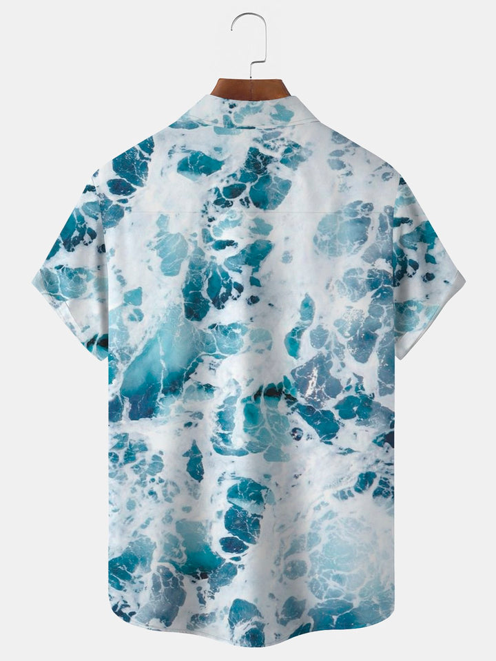 Alohadaddy Water Ripple Ocean Print Beach Men&