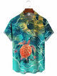 Men's Ocean Print Turtle Short Sleeve Hawaiian Shirt