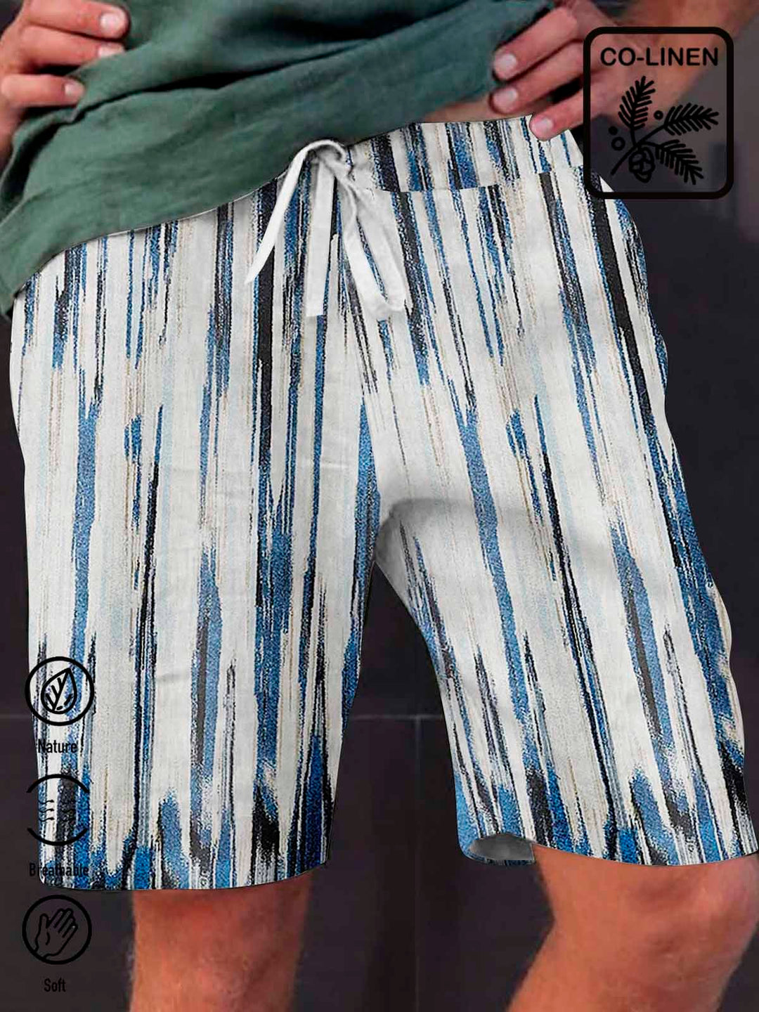 Pantalones cortos transpirables casuales para hombre con degradado retro de algodón y lino Alohadaddy