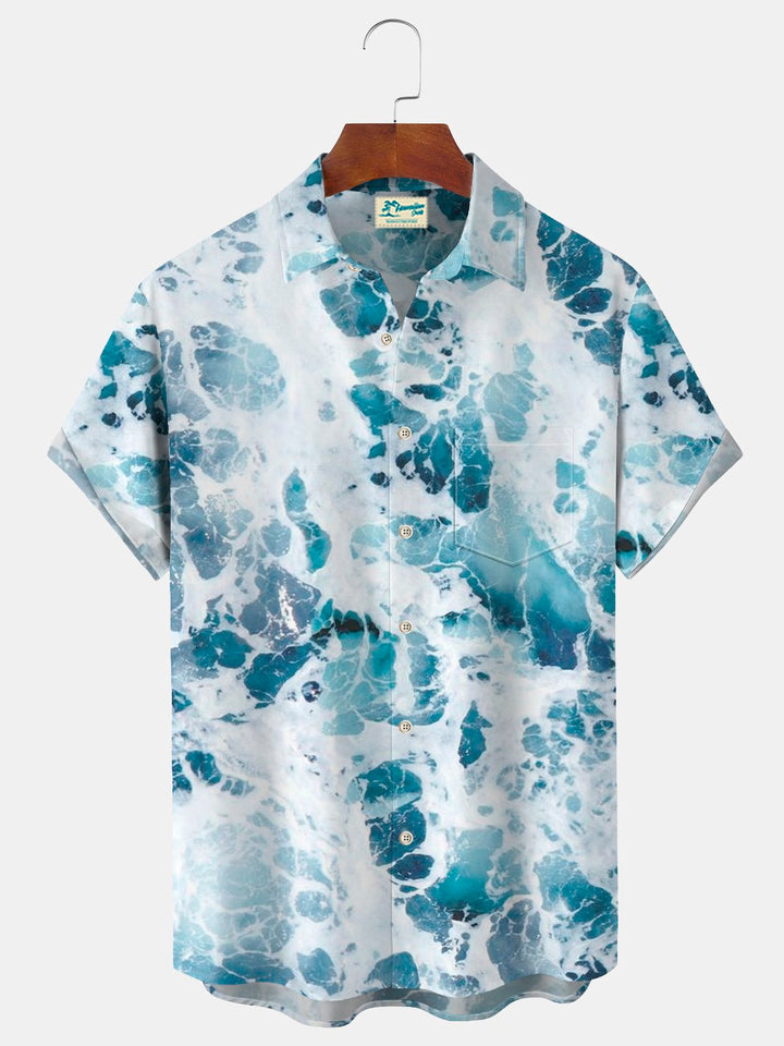 Alohadaddy Water Ripple Ocean Print Beach Men&