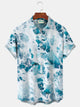 Alohadaddy Water Ripple Ocean Print Beach Men's Hawaiian Oversized Short Sleeve Shirt with Pockets