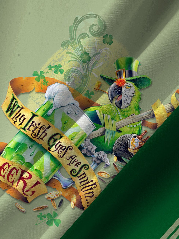 Camisas informales de talla grande con estampado de cerveza y loro del Día de San Patricio de Alohadaddy