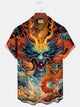 Alohadaddy Vintage Ukiyoe Dragon Print Men's Button Pocket Shirt