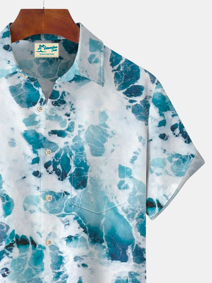 Alohadaddy Water Ripple Ocean Print Beach Men&
